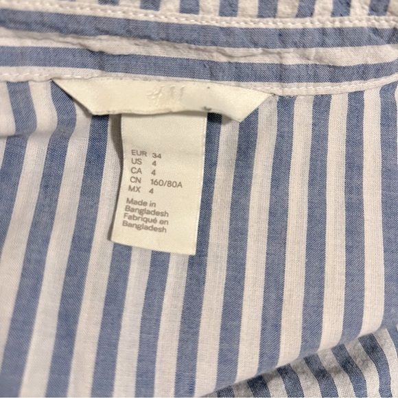 H&M Womens Size 4 Blue & White Striped Long Sleeve Button Up Shirt Casual - Picture 5 of 11
